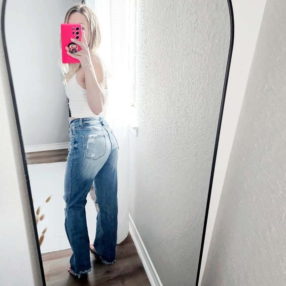 RISEN HR Medium Wash Straight Fit Distressed Denim Jeans Stretch Various NEW - Picture 11 of 15